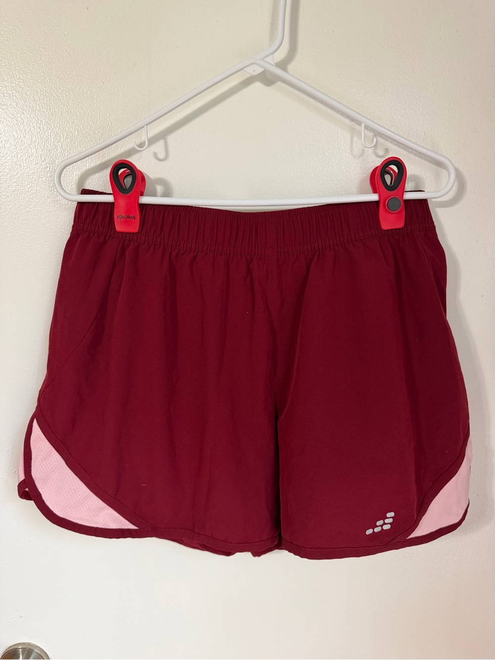 BCG Women’s Running Shorts Large Maroon Light Pink